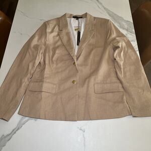 Harve Benard Linen Blend Professional Blazer Jacket Woman 14 Office Career Wear